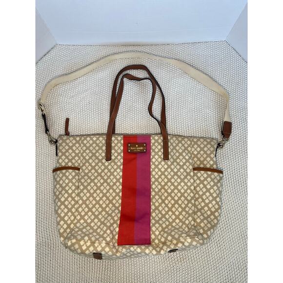 Kate Spade New York Adaira Stucco Classic 

 Canvas Diaper Bag (strap has stain) - Picture 1 of 7